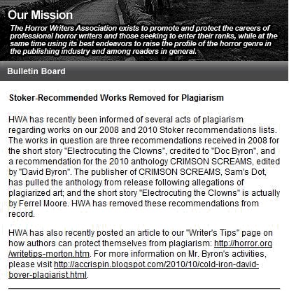 Horror Writers Association David Boyer David Byron